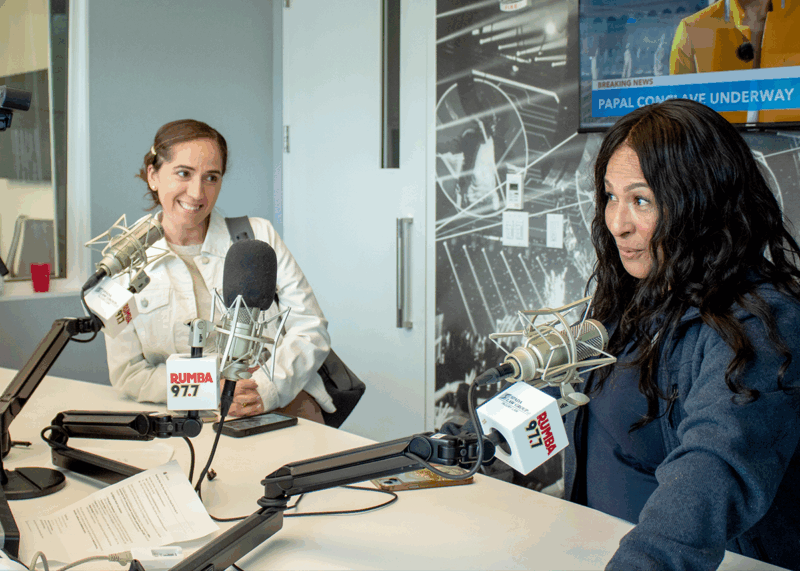 Stephanie and Florangel behind the scenes at iHeart Radio